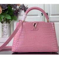 Louis Vuitton LV Women Capucines MM Handbag Pink Crocodilien Brillant Savoir Faire (8)