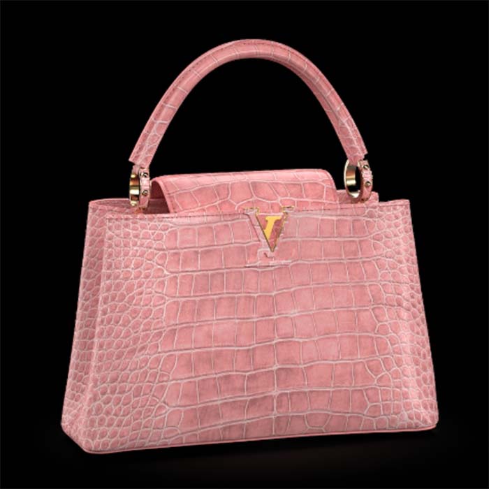 Louis Vuitton LV Women Capucines MM Handbag Pink Crocodilien Brillant Savoir Faire