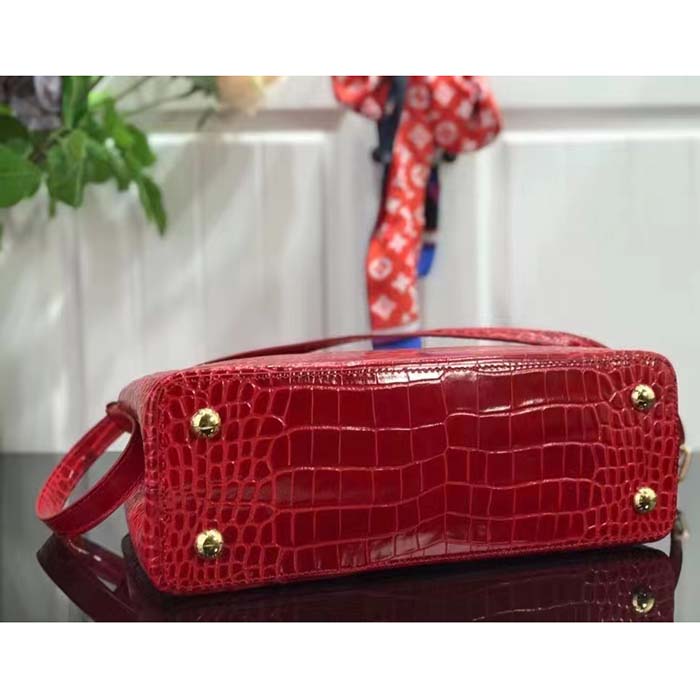 Louis Vuitton LV Women Capucines MM Handbag Red Crocodilien Brillant Savoir Faire (1)