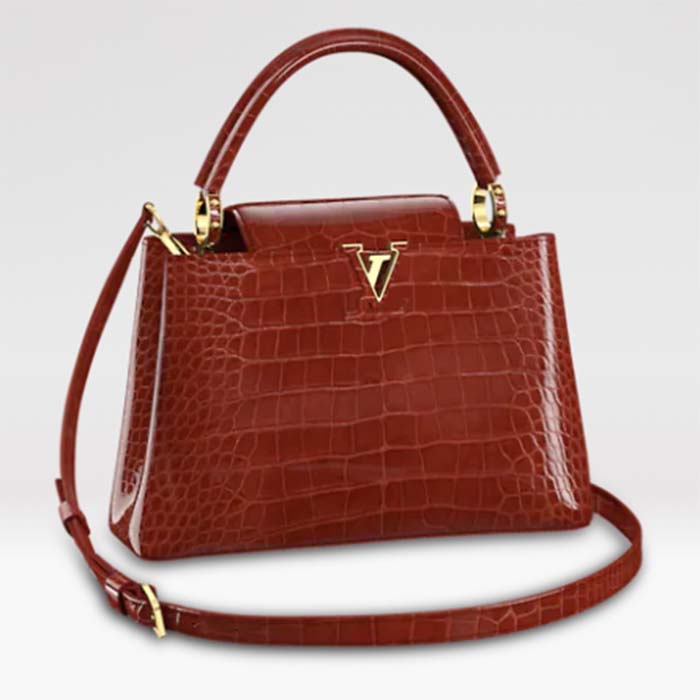 Louis Vuitton LV Women Capucines MM Handbag Red Crocodilien Brillant Savoir Faire