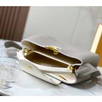 Louis Vuitton LV Women Capucines MM Handbag Steeple Gray Greige Taurillon Leather (4)