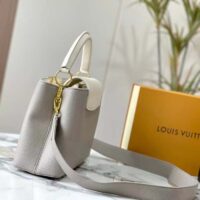 Louis Vuitton LV Women Capucines MM Handbag Steeple Gray Greige Taurillon Leather (4)