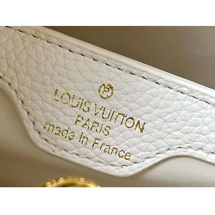 Louis Vuitton LV Women Capucines MM Handbag Steeple Gray Greige Taurillon Leather (6)
