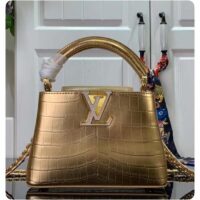 Louis Vuitton LV Women Capucines Mini Handbag Forest Clearing High Shiny Alligator Leather (1)