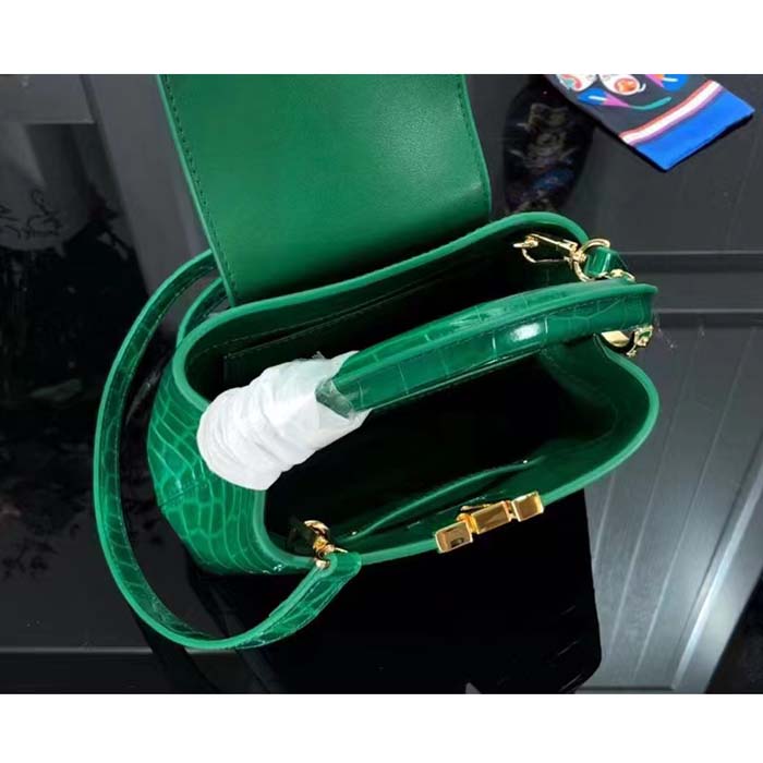 Louis Vuitton LV Women Capucines Mini Handbag Green Crocodilien Brillant Savoir Faire (2)