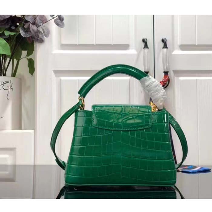 Louis Vuitton LV Women Capucines Mini Handbag Green Crocodilien Brillant Savoir Faire (6)