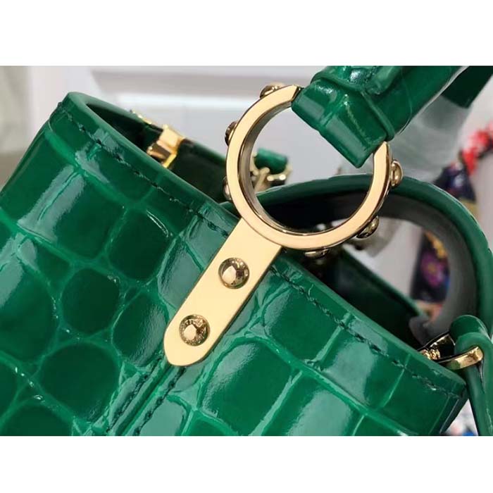 Louis Vuitton LV Women Capucines Mini Handbag Green Crocodilien Brillant Savoir Faire (7)