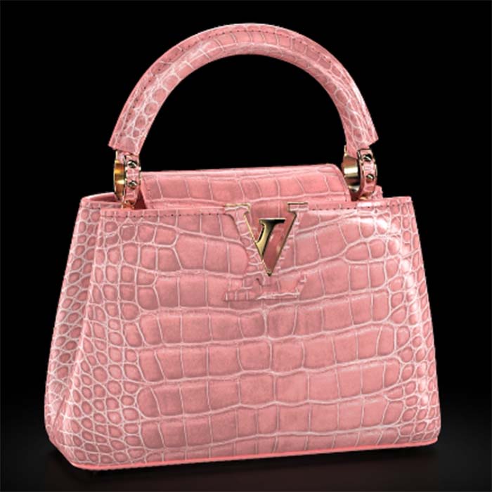 Louis Vuitton LV Women Capucines Mini Handbag Pink Crocodilien Brillant Savoir Faire