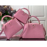 Louis Vuitton LV Women Capucines MM Handbag Pink Crocodilien Brillant Savoir Faire (8)