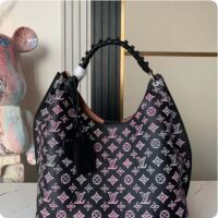 Louis Vuitton LV Women Carmel Hobo Bag Black Perforated Mahina Calf Leather (3)