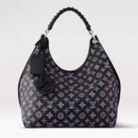 Louis Vuitton LV Women Carmel Hobo Bag Black Perforated Mahina Calf Leather