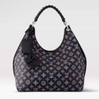 Louis Vuitton LV Women Carmel Hobo Bag Black Perforated Mahina Calf Leather (3)