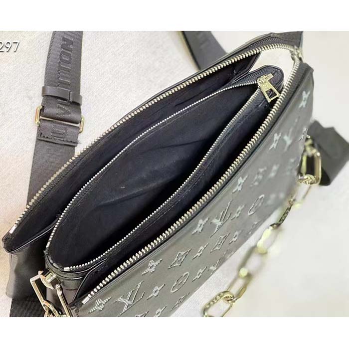 Louis Vuitton LV Women Coussin MM Handbag Black Gray Lambskin (1)