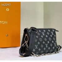 Louis Vuitton LV Women Coussin MM Handbag Black Gray Lambskin (8)