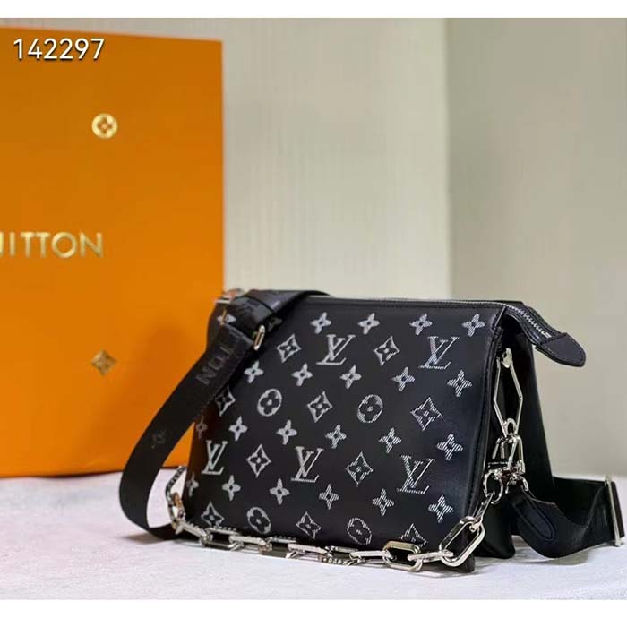 Louis Vuitton LV Women Coussin MM Handbag Black Gray Lambskin (3)