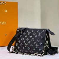Louis Vuitton LV Women Coussin MM Handbag Black Gray Lambskin (8)