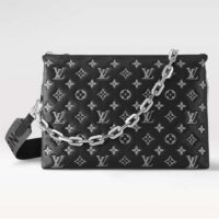 Louis Vuitton LV Women Coussin MM Handbag Black Gray Lambskin (8)