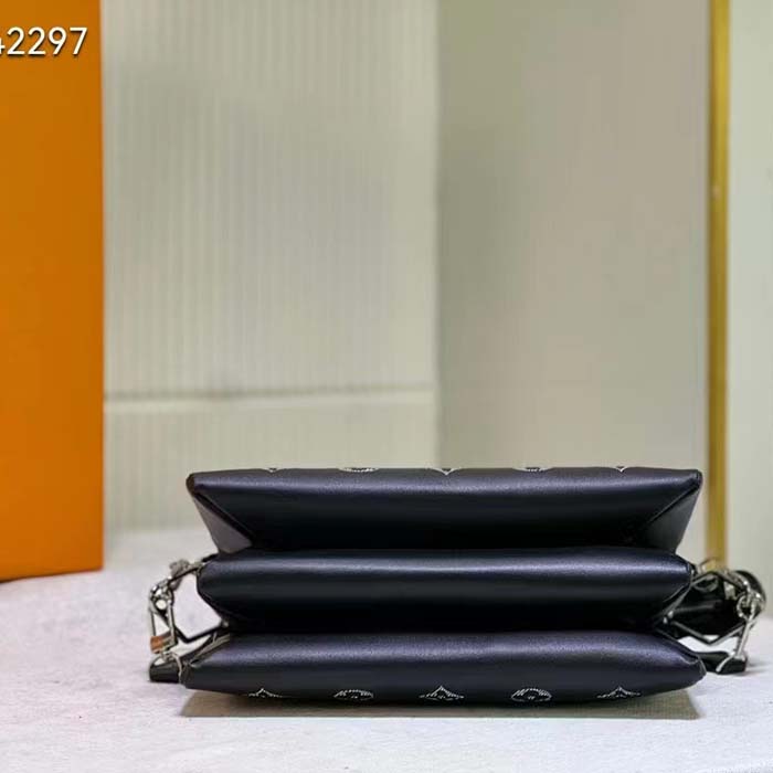 Louis Vuitton LV Women Coussin MM Handbag Black Gray Lambskin (9)