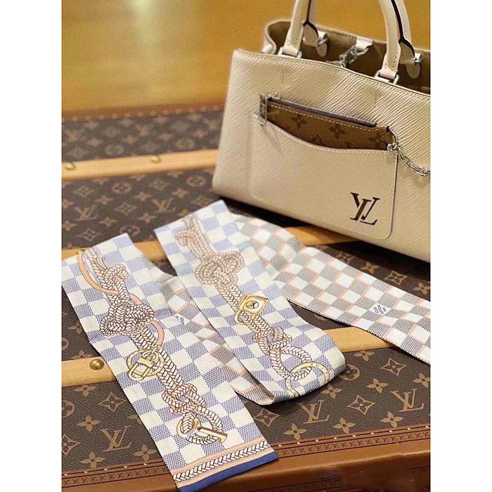 Louis Vuitton LV Women Damier Infinity Bandeau Azure Blue Silk Inkjet Print (6)