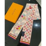 Louis Vuitton LV Women Damier Pop Up Bandeau Pink Azure Blue Silk Inkjet Print - Image 5