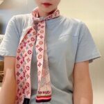 Louis Vuitton LV Women Damier Pop Up Bandeau Pink Azure Blue Silk Inkjet Print - Image 10