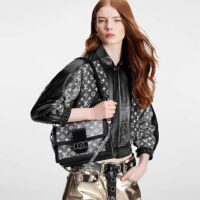 Louis Vuitton LV Women Dauphine MM Handbag Gray Denim Textile Jacquard (3)