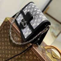 Louis Vuitton LV Women Dauphine MM Handbag Gray Denim Textile Jacquard (3)