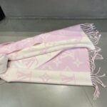 Louis Vuitton LV Women Essential Scarf Pink Wool Jacquard Weave Monogram Pattern – Image 7