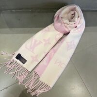 Louis Vuitton LV Women Essential Scarf Pink Wool Jacquard Weave Monogram Pattern (10)