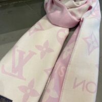 Louis Vuitton LV Women Essential Scarf Pink Wool Jacquard Weave Monogram Pattern (10)