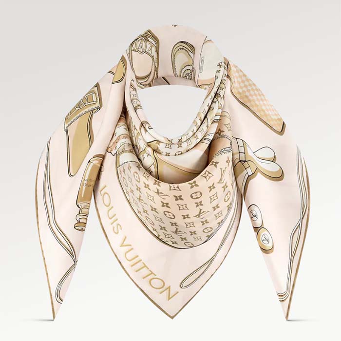 Studded Latch Monogram Silk Scarf – Keeks Designer Handbags