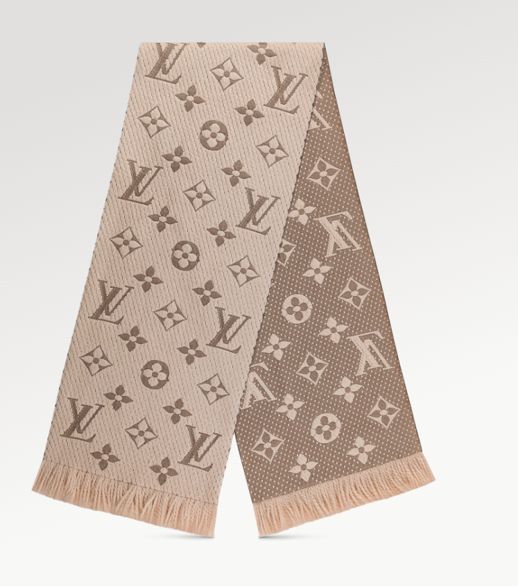 Louis Vuitton LV Women Logomania Scarf Ecru White Allover Monogram Pattern