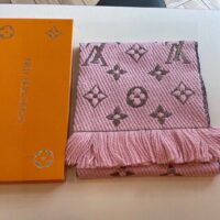 Louis Vuitton LV Women Logomania Scarf Ecru White Allover Monogram Pattern (1)