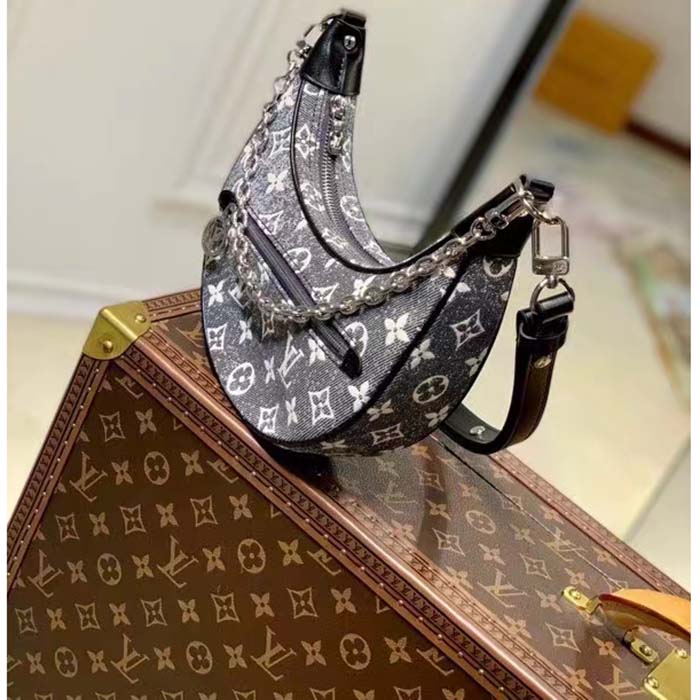 Louis Vuitton LV Women Loop PM Bag Gray Denim Textile Jacquard 11