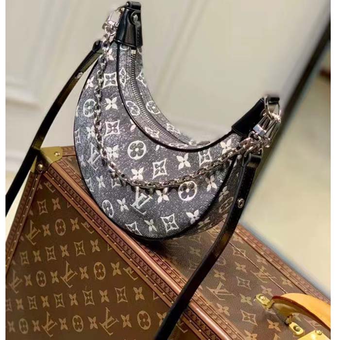 Louis Vuitton LV Women Loop PM Bag Gray Denim Textile Jacquard 5