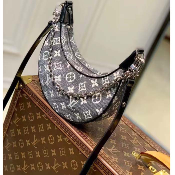 Louis Vuitton LV Women Loop PM Bag Gray Denim Textile Jacquard - LULUX Louis Vuitton LV Women Loop PM Bag Gray Denim Textile Jacquard 5
