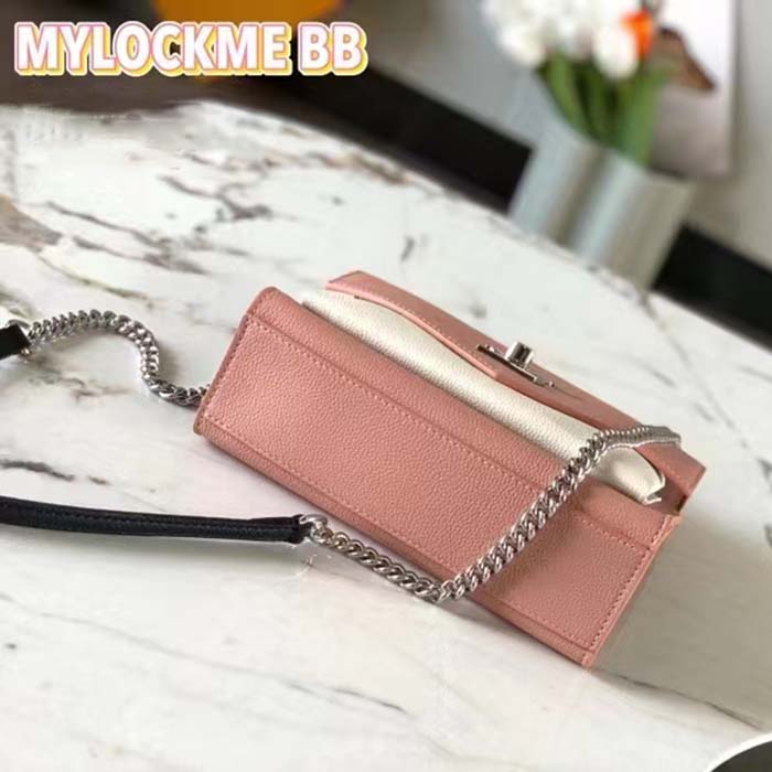 Louis Vuitton Mylockme Chain Calf Leather Chain Shoulder Bag Rose Trianon Pink