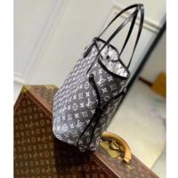 Louis Vuitton LV Women Neverfull MM Tote Gray Denim Textile Jacquard (3)