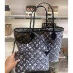 Louis Vuitton LV Women Neverfull MM Tote Gray Denim Textile Jacquard – Bild 5
