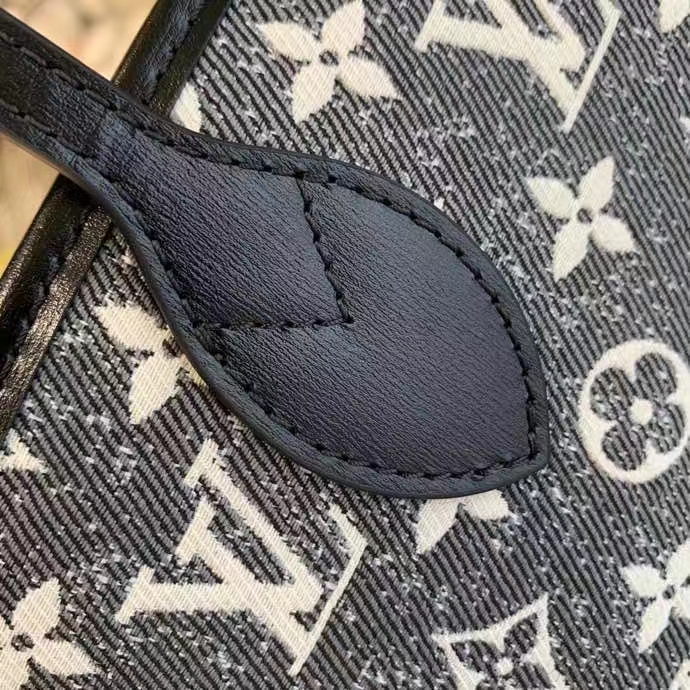 Louis Vuitton M21465 Neverfull MM Bags Denim Textile Jacquard Gray