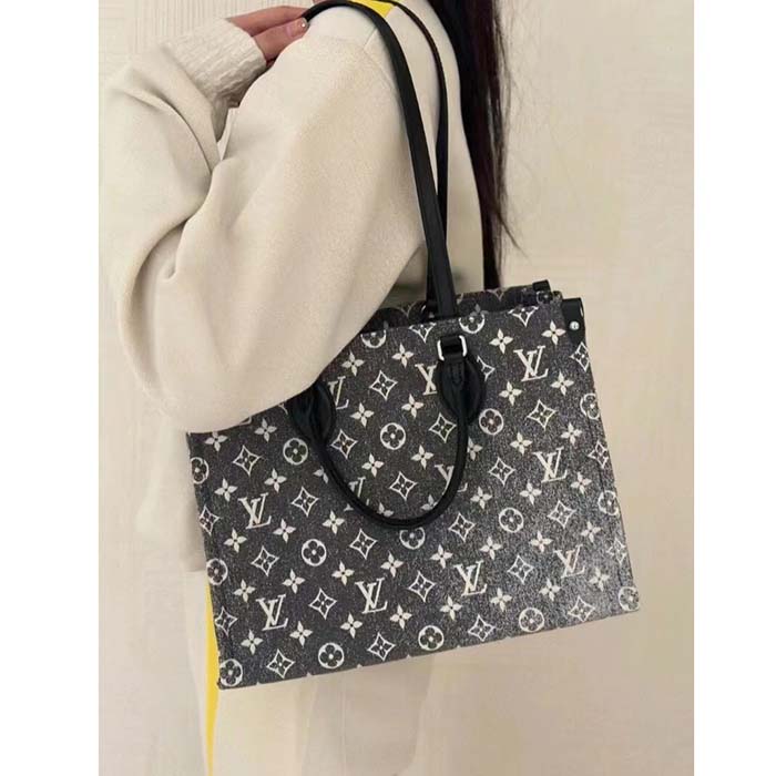 Louis Vuitton OnTheGo Tote Monogram Jacquard Denim MM Gray 2173891