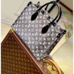 Louis Vuitton LV Women OnTheGo MM Tote Gray Denim Textile Jacquard – Image 5