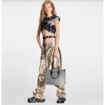 Louis Vuitton LV Women OnTheGo MM Tote Gray Denim Textile Jacquard – Image 14