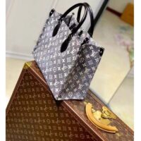 Louis Vuitton LV Women OnTheGo MM Tote Gray Denim Textile Jacquard (4)