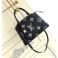 Louis Vuitton LV Women Petit Palais Handbag Noir Beige Embossed Grained Cowhide (10)