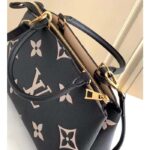 Louis Vuitton LV Women Petit Palais Handbag Noir Beige Embossed Grained Cowhide - Image 8