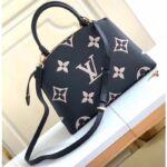 Louis Vuitton LV Women Petit Palais Handbag Noir Beige Embossed Grained Cowhide - Image 5