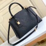 Louis Vuitton LV Women Petit Palais Handbag Noir Embossed Grained Cowhide Leather - Image 4