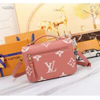Louis Vuitton LV Women Pochette Métis Handbag Trianon Pink Cream Embossed Grained Cowhide (2)