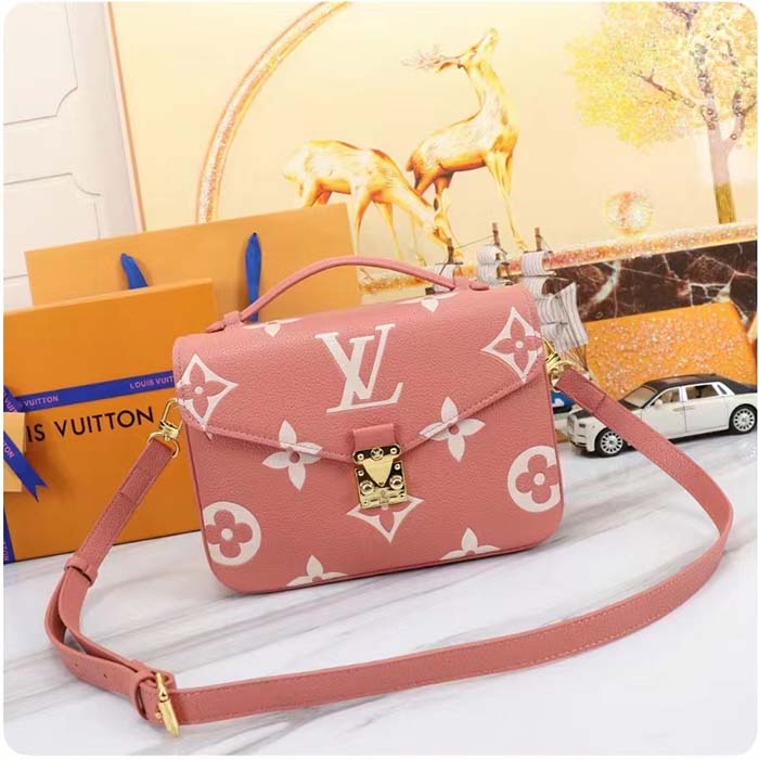 Louis Vuitton LV Women Pochette Métis Handbag Trianon Pink Cream Embossed  Grained Cowhide - LULUX